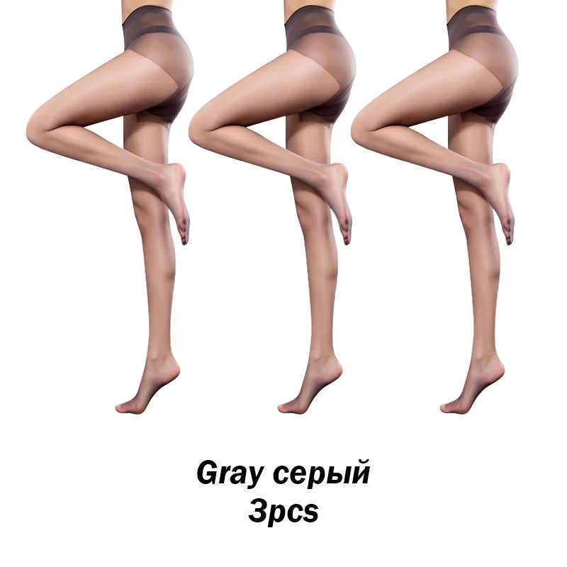 3Pcs/Lot 12D Thin Pantyhose Women plus Size Tights Women Solid Color Breathable Nylon Tights Sexy Pantyhose Collant Femme