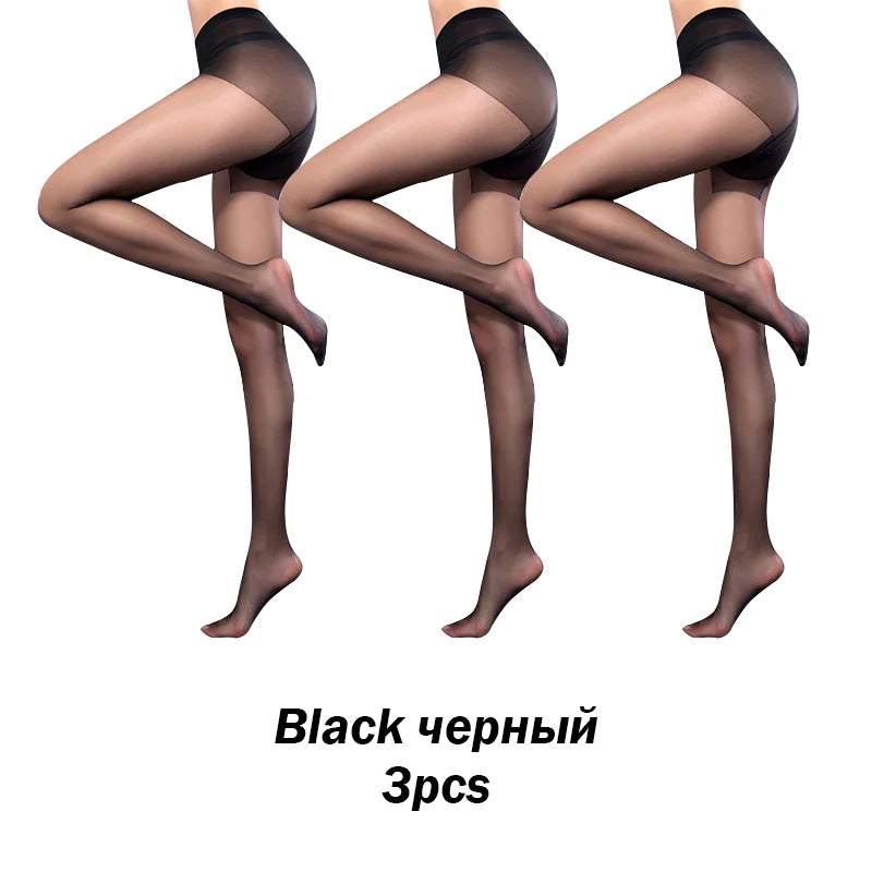 3Pcs/Lot 12D Thin Pantyhose Women plus Size Tights Women Solid Color Breathable Nylon Tights Sexy Pantyhose Collant Femme