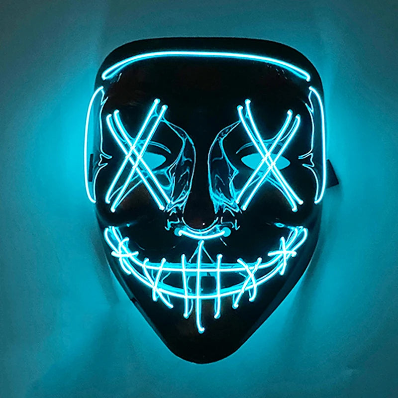 Wireless Scary Glowing Mask LED Luminous Purge Mask Halloween Carnival Light up Cosplay Party Mask Festival Costume Supplies
