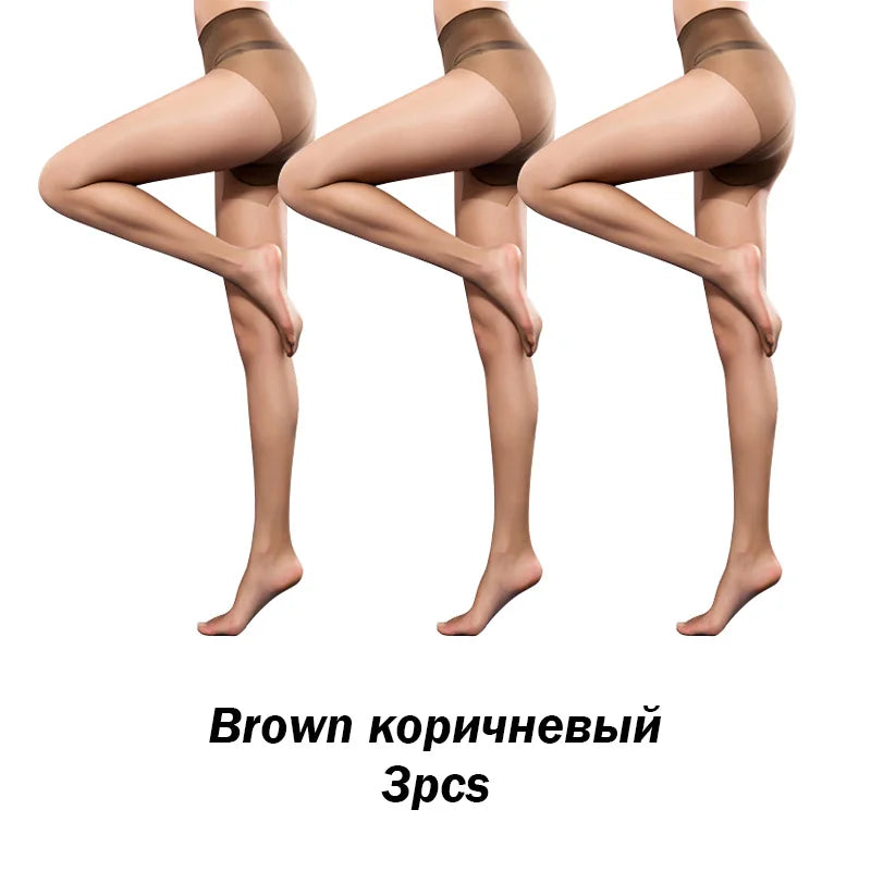 3Pcs/Lot 12D Thin Pantyhose Women plus Size Tights Women Solid Color Breathable Nylon Tights Sexy Pantyhose Collant Femme