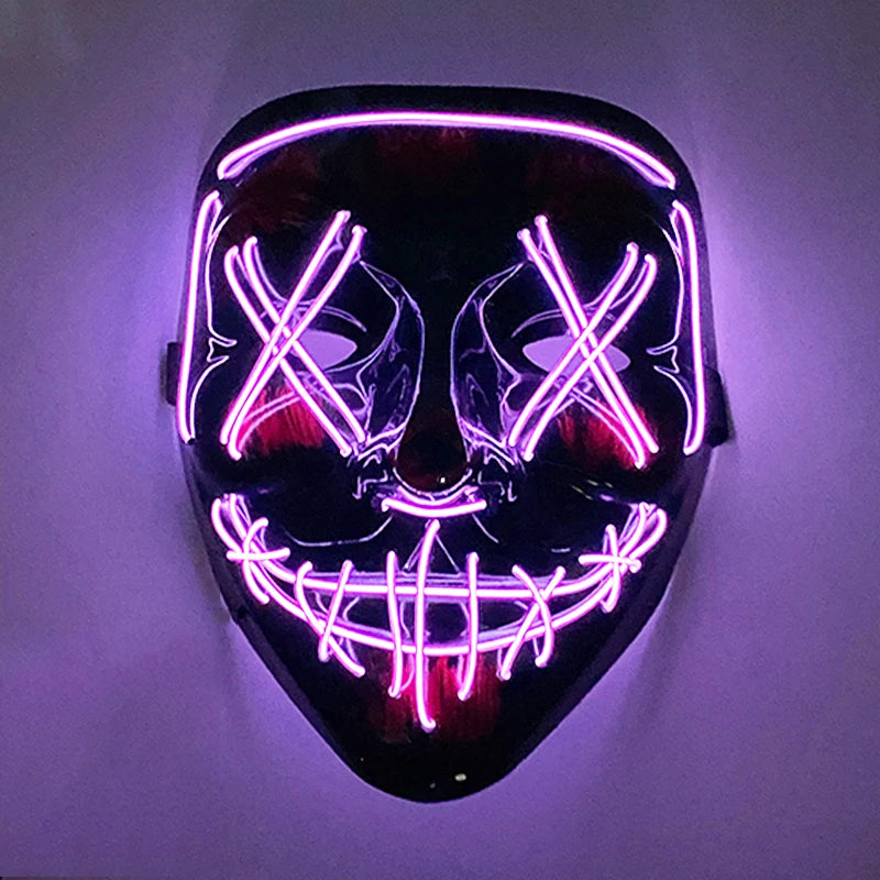 Wireless Scary Glowing Mask LED Luminous Purge Mask Halloween Carnival Light up Cosplay Party Mask Festival Costume Supplies