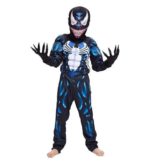 Kids Black Spider Costume Superhero Costume Onesie 3D Spandex Unisex Jumpsuit Bodysuit for Kids Halloween Cosplay