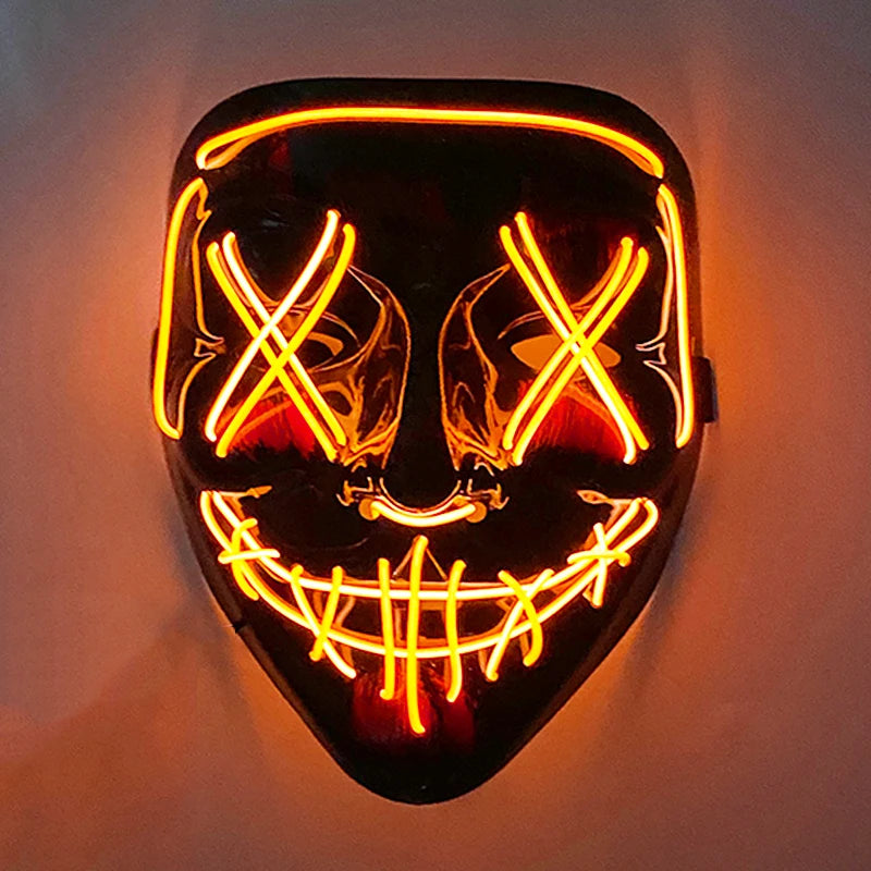 Wireless Scary Glowing Mask LED Luminous Purge Mask Halloween Carnival Light up Cosplay Party Mask Festival Costume Supplies